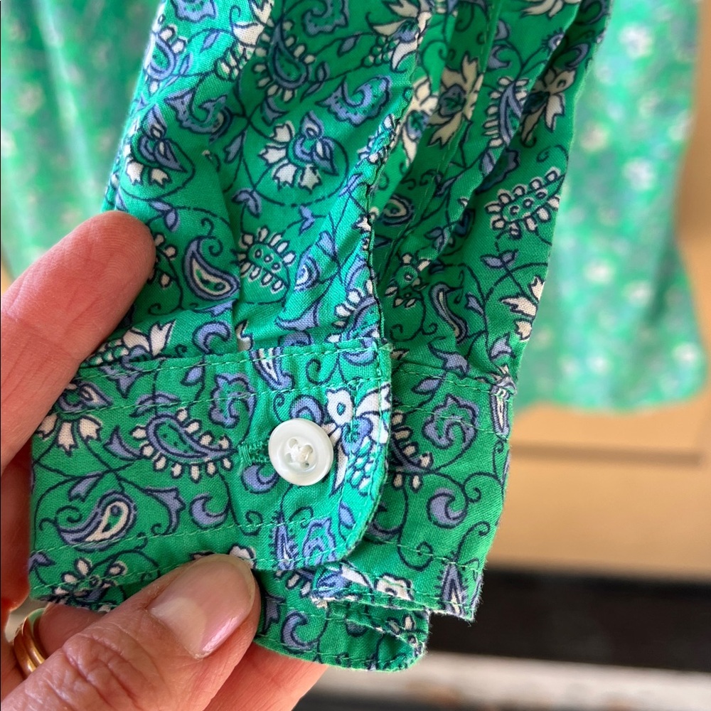 J. Crew Factory Green Floral Mini Shirt Dress - Picture 5 of 11